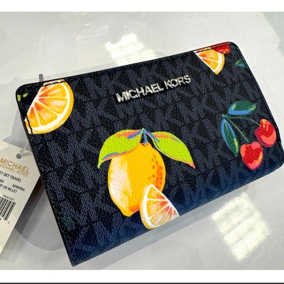 Michael Kors Jet Set Travel MD Bifold Zip Coin Credit Card Wallet MK Admiral - Picture 5 of 12